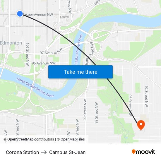 Corona Station to Campus St-Jean map