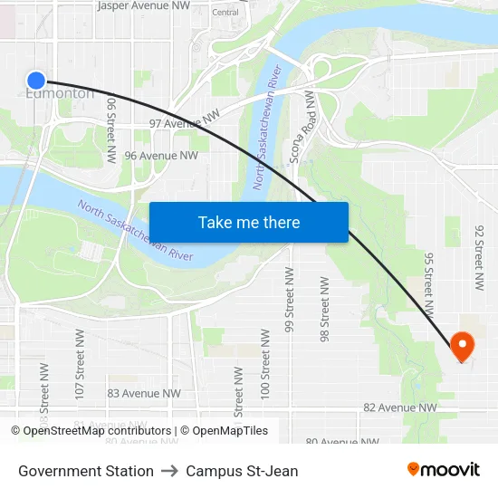 Government Station to Campus St-Jean map