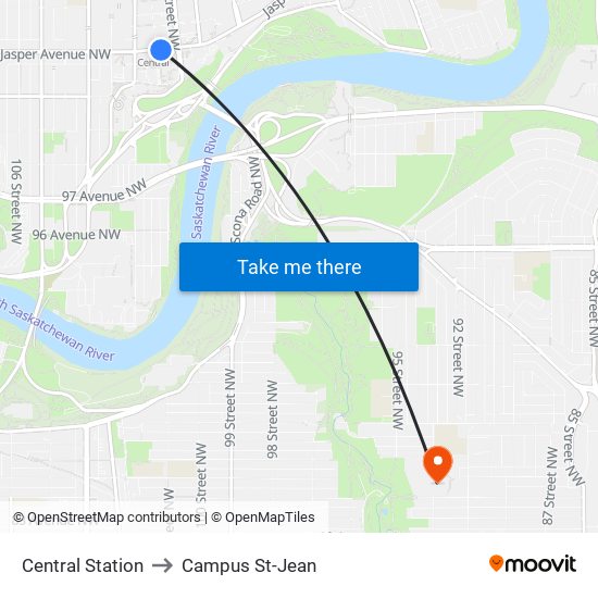 Central Station to Campus St-Jean map