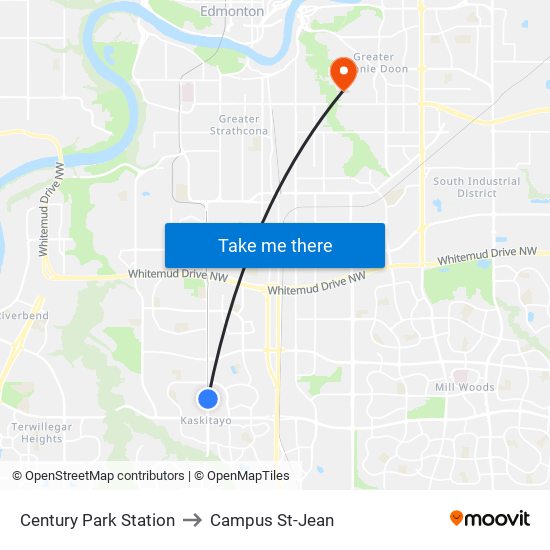 Century Park Station to Campus St-Jean map