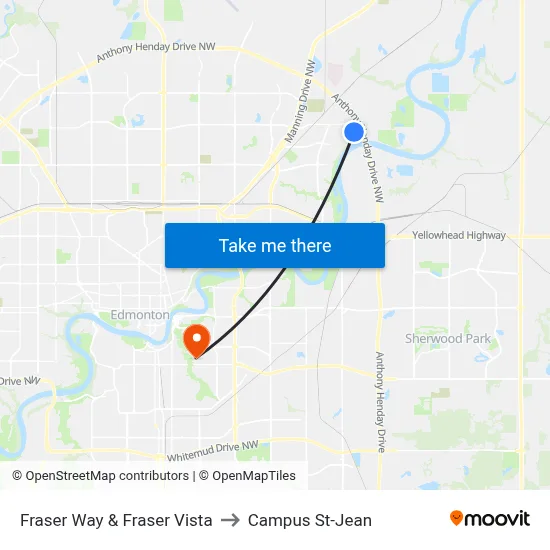 Fraser Way & Fraser Vista to Campus St-Jean map