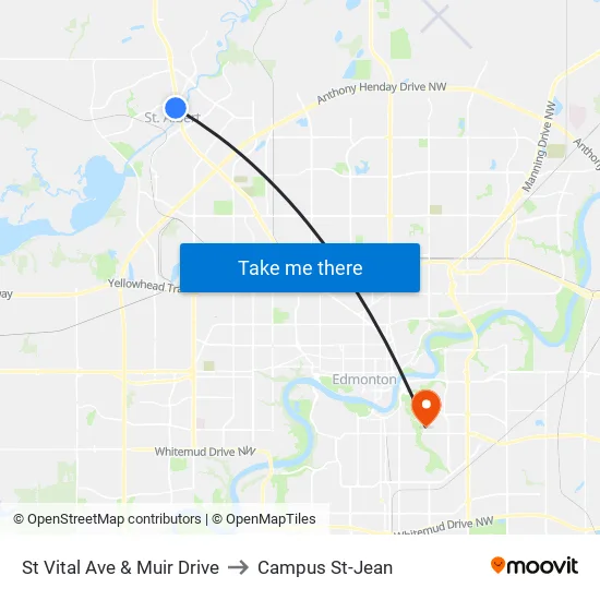 St Vital Ave & Muir Drive to Campus St-Jean map