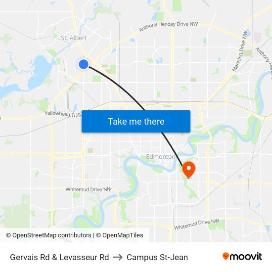 Gervais Rd & Levasseur Rd to Campus St-Jean map