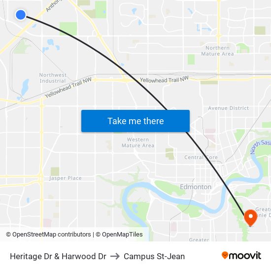 Heritage Dr & Harwood Dr to Campus St-Jean map