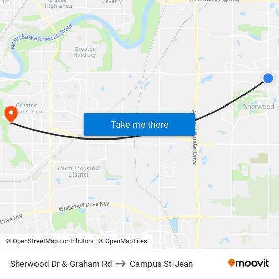 Sherwood Dr & Graham Rd to Campus St-Jean map