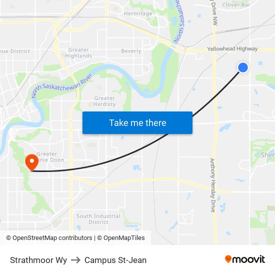 Strathmoor Wy to Campus St-Jean map