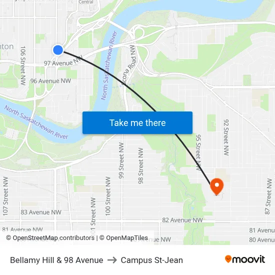 Bellamy Hill & 98 Avenue to Campus St-Jean map