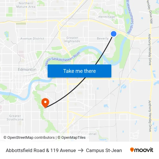 Abbottsfield Road & 119 Avenue to Campus St-Jean map