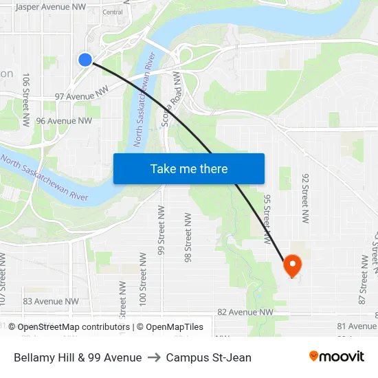 Bellamy Hill & 99 Avenue to Campus St-Jean map