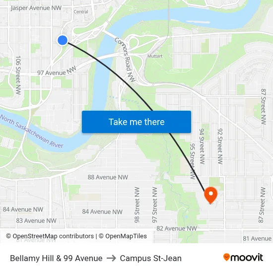 Bellamy Hill & 99 Avenue to Campus St-Jean map