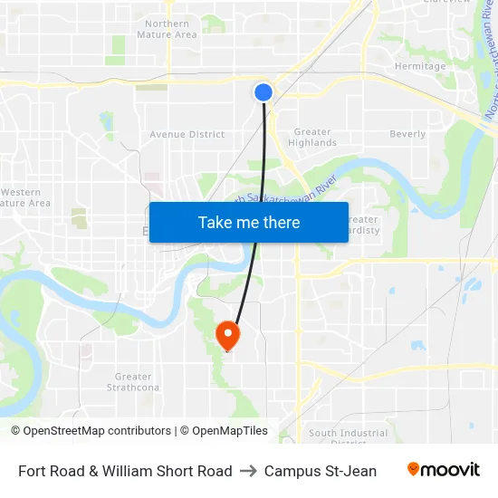 Fort Road & William Short Road to Campus St-Jean map