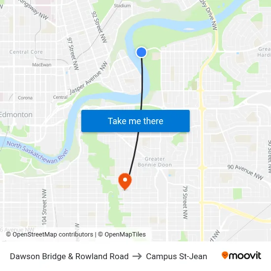 Dawson Bridge & Rowland Road to Campus St-Jean map