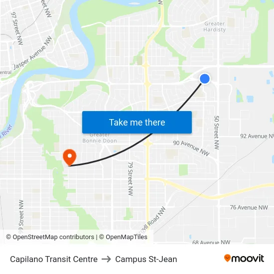 Capilano Transit Centre to Campus St-Jean map