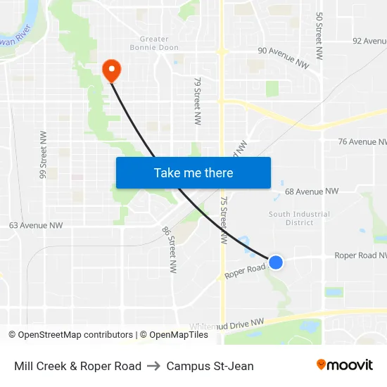 Mill Creek & Roper Road to Campus St-Jean map