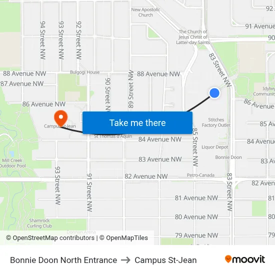 Bonnie Doon North Entrance to Campus St-Jean map