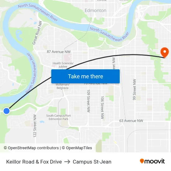 Keillor Road & Fox Drive to Campus St-Jean map