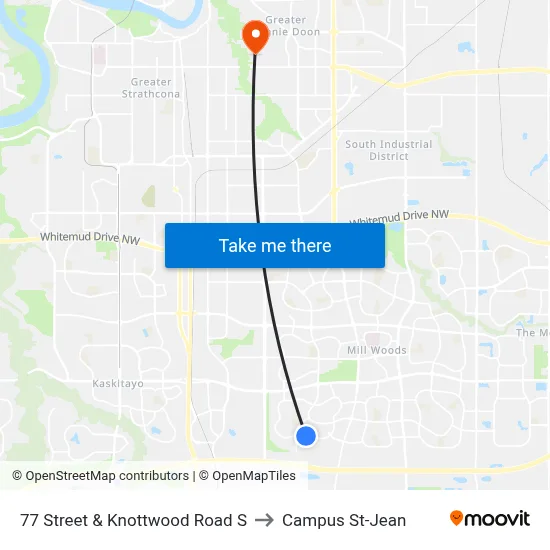 77 Street & Knottwood Road S to Campus St-Jean map