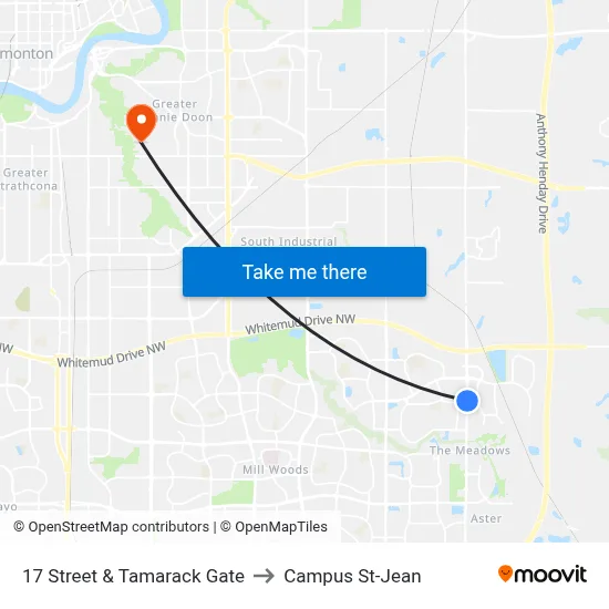 17 Street & Tamarack Gate to Campus St-Jean map