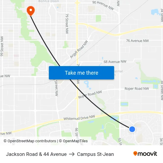 Jackson Road & 44 Avenue to Campus St-Jean map
