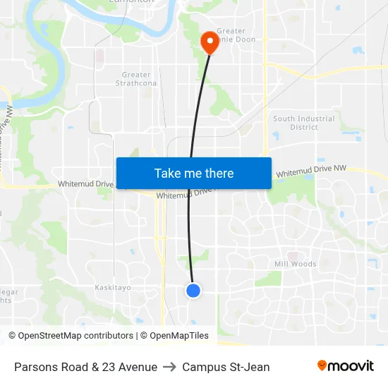 Parsons Road & 23 Avenue to Campus St-Jean map