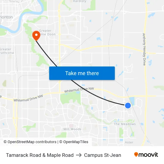 Tamarack Road & Maple Road to Campus St-Jean map