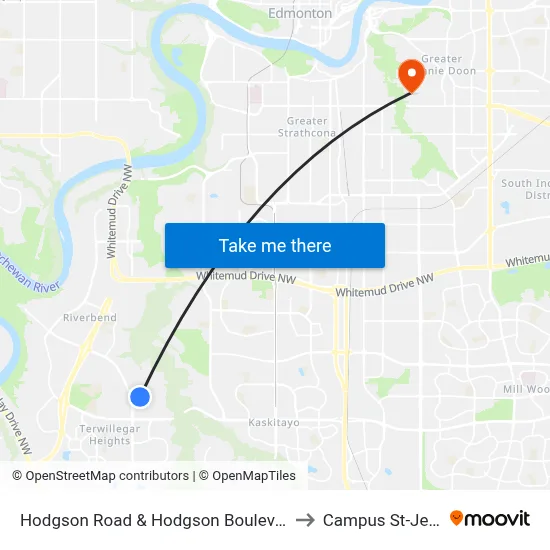 Hodgson Road & Hodgson Boulevard to Campus St-Jean map