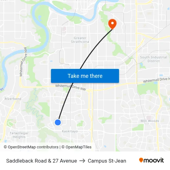 Saddleback Road & 27 Avenue to Campus St-Jean map