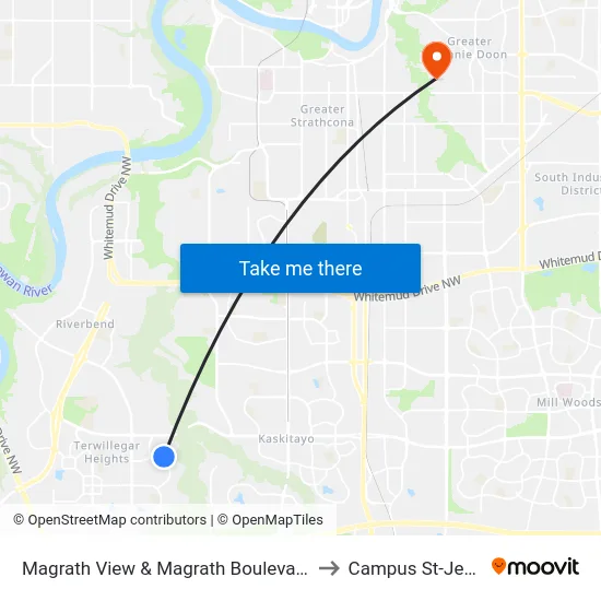 Magrath View & Magrath Boulevard to Campus St-Jean map