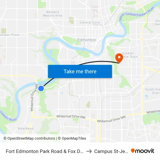 Fort Edmonton Park Road & Fox Drive to Campus St-Jean map