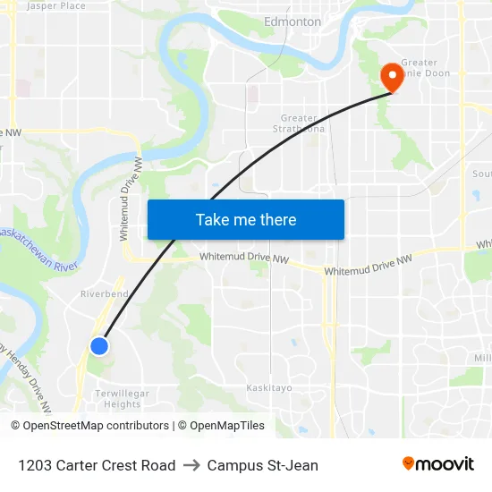 1203 Carter Crest Road to Campus St-Jean map