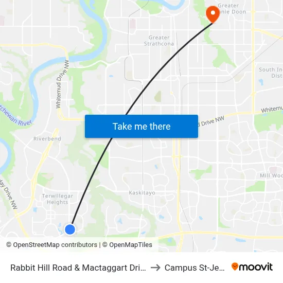 Rabbit Hill Road & Mactaggart Drive to Campus St-Jean map