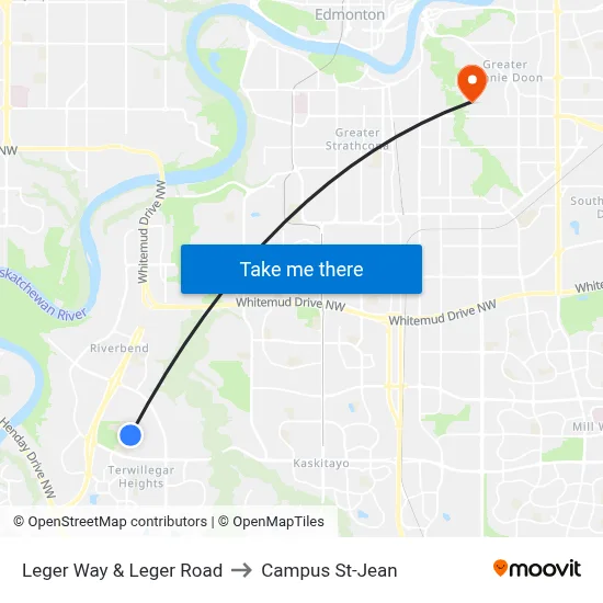 Leger Way & Leger Road to Campus St-Jean map
