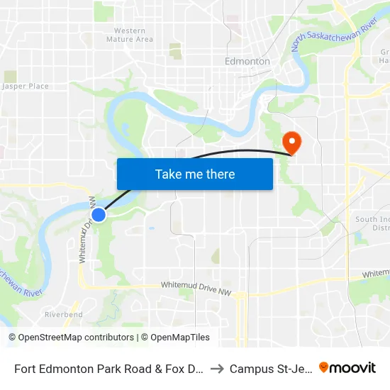 Fort Edmonton Park Road & Fox Drive to Campus St-Jean map
