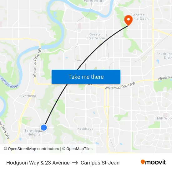 Hodgson Way & 23 Avenue to Campus St-Jean map