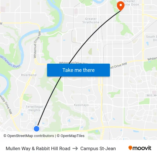 Mullen Way & Rabbit Hill Road to Campus St-Jean map