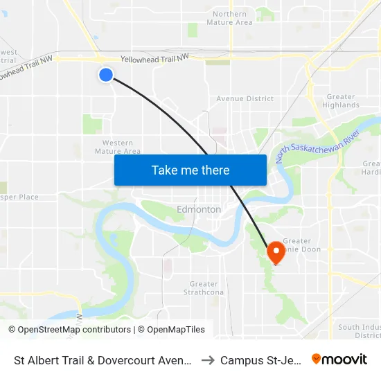 St Albert Trail & Dovercourt Avenue to Campus St-Jean map