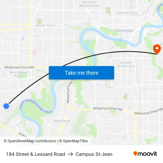 184 Street & Lessard Road to Campus St-Jean map