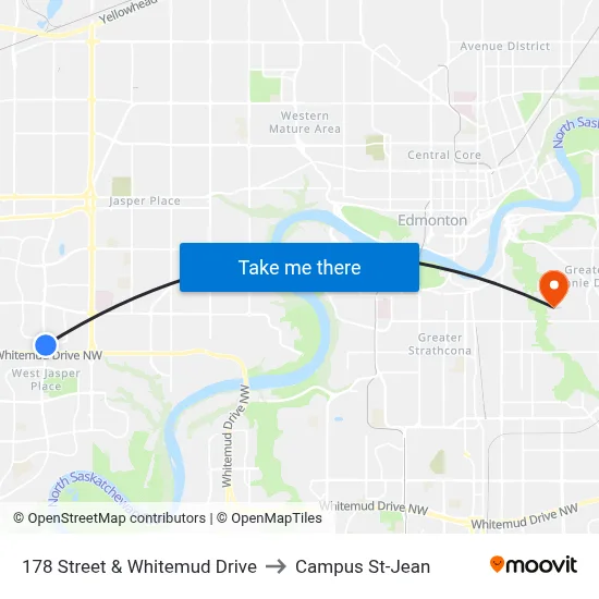 178 Street & Whitemud Drive to Campus St-Jean map