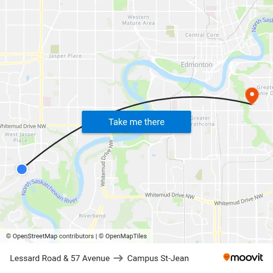 Lessard Road & 57 Avenue to Campus St-Jean map