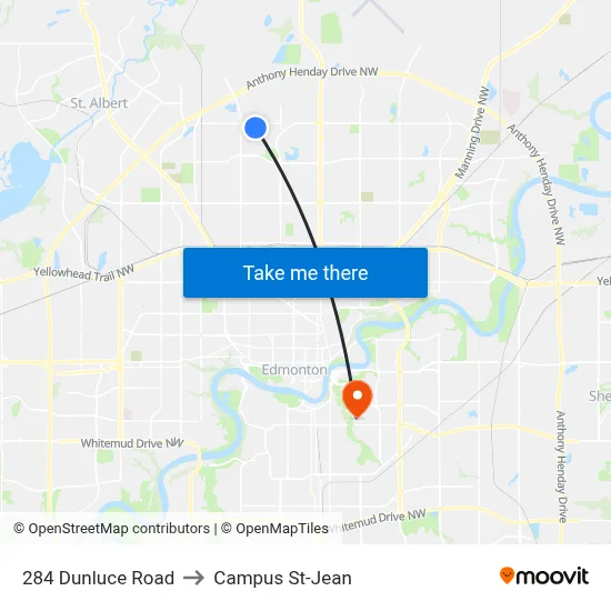284 Dunluce Road to Campus St-Jean map