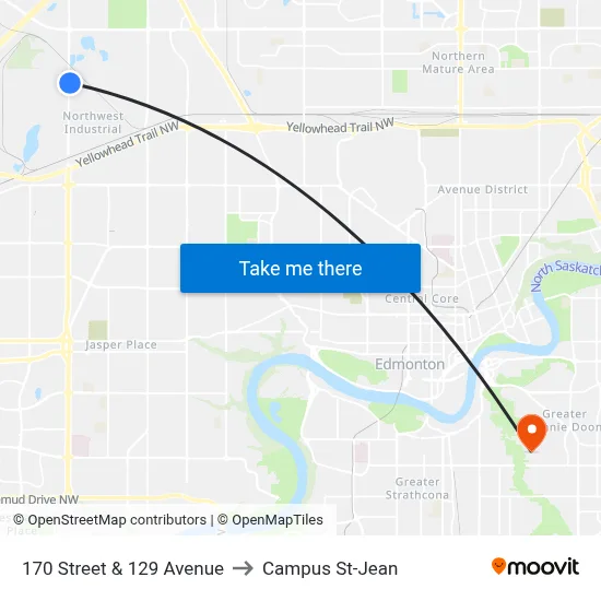 170 Street & 129 Avenue to Campus St-Jean map