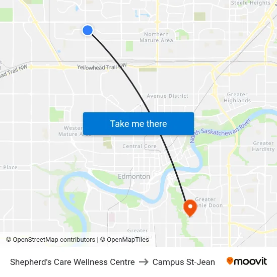 Shepherd's Care Wellness Centre to Campus St-Jean map