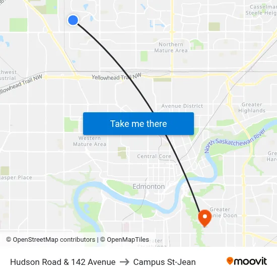 Hudson Road & 142 Avenue to Campus St-Jean map