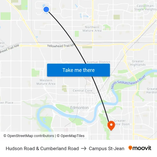 Hudson Road & Cumberland Road to Campus St-Jean map
