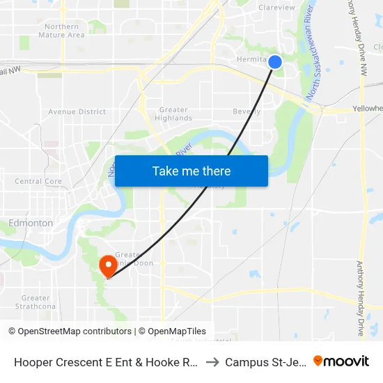 Hooper Crescent E Ent & Hooke Road to Campus St-Jean map