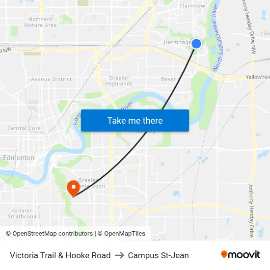 Victoria Trail & Hooke Road to Campus St-Jean map