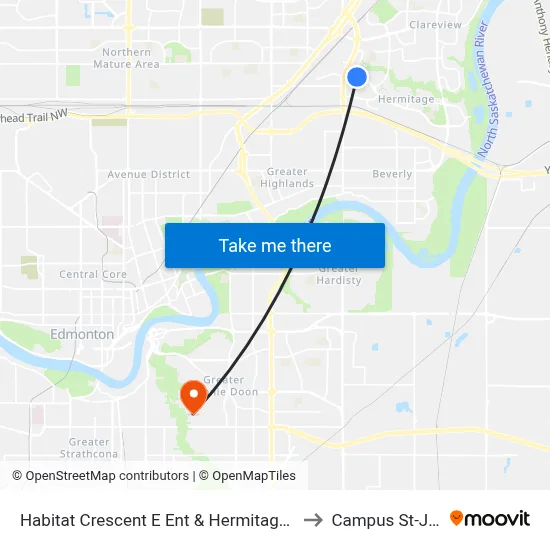 Habitat Crescent E Ent & Hermitage Road to Campus St-Jean map