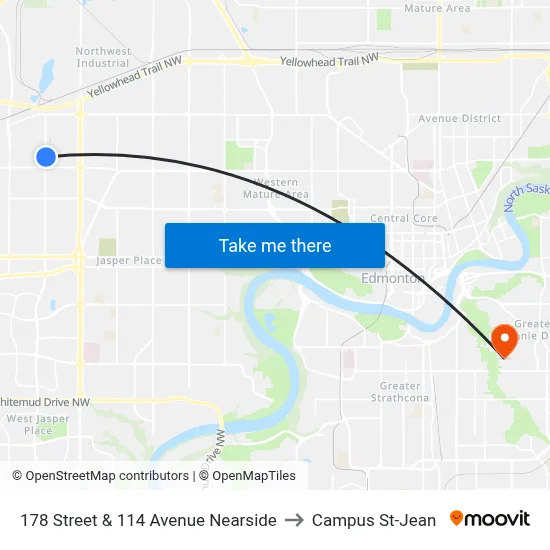 178 Street & 114 Avenue Nearside to Campus St-Jean map