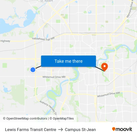 Lewis Farms Transit Centre to Campus St-Jean map