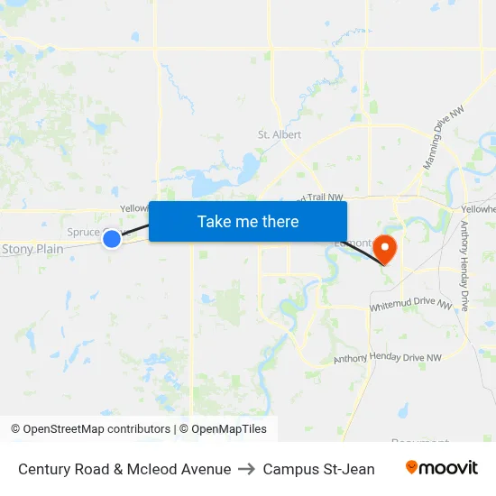 Century Road & Mcleod Avenue to Campus St-Jean map